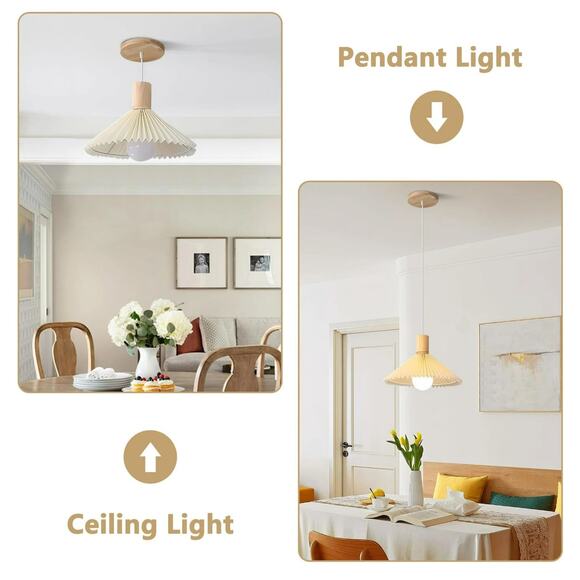 Lighting Vintage Pleated Fabric Ceiling Light Fixture Mid Century Modern Black - Picture 3 of 4